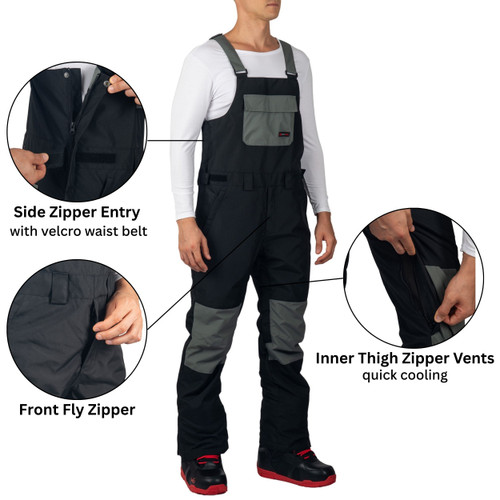 Alpine Swiss Mens Snow Bib 10K Waterproof Ski Overalls Insulated